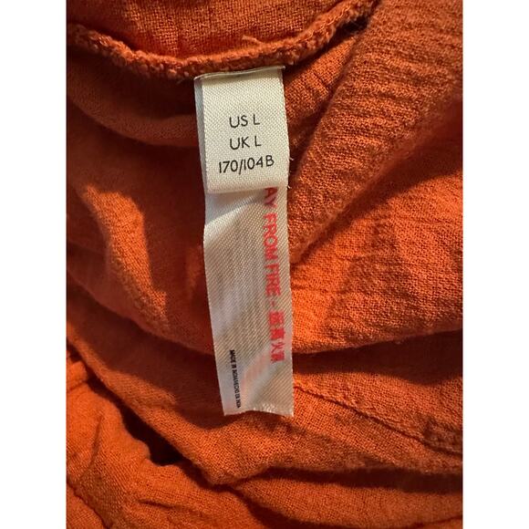 NWT Free People Terra Cotta Cotton Gauzy Boho Festival Mini Dress Size L Cottage - Picture 8 of 11